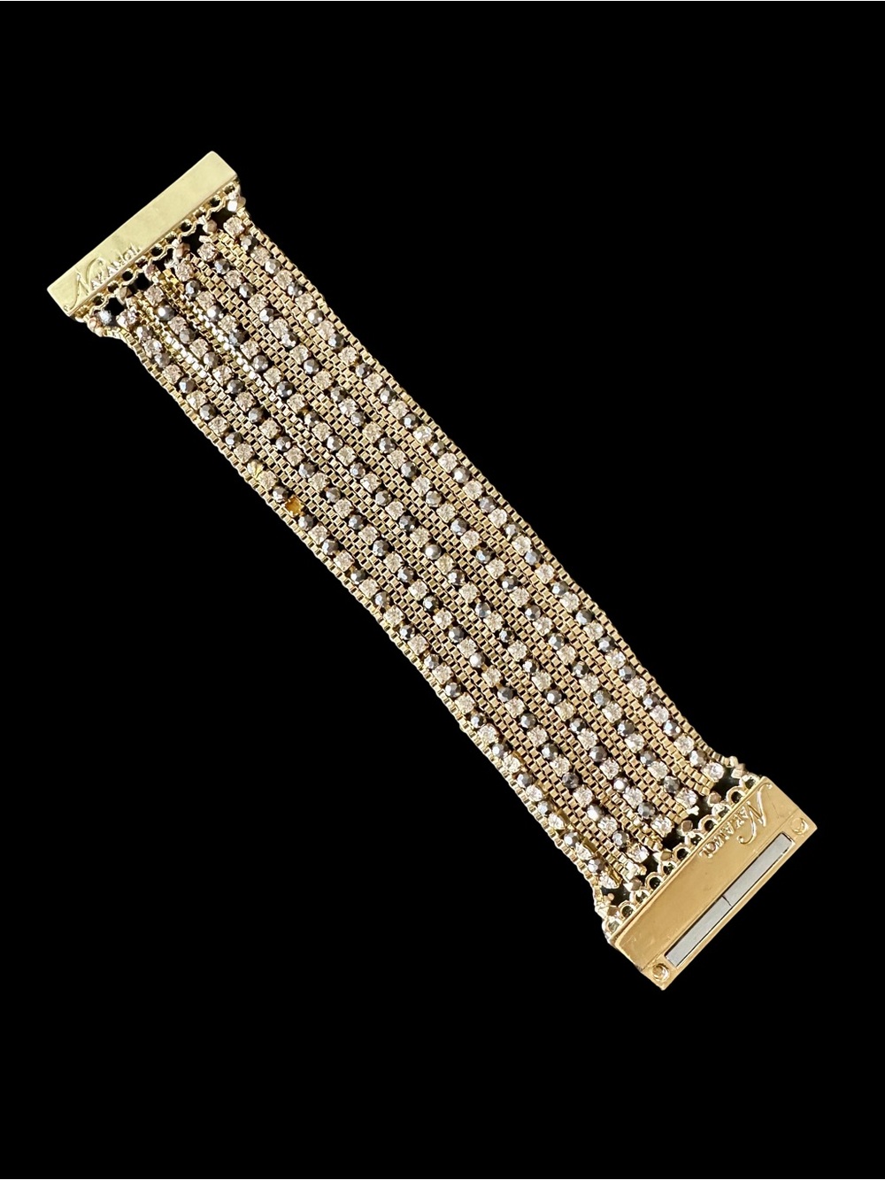 Nakamol Gold Multi-Row Crystal Statement Bracelet
